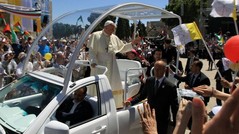 Pope Francis in the Popemobile