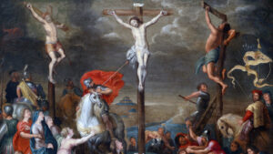 Saint Longinus spearing Jesus